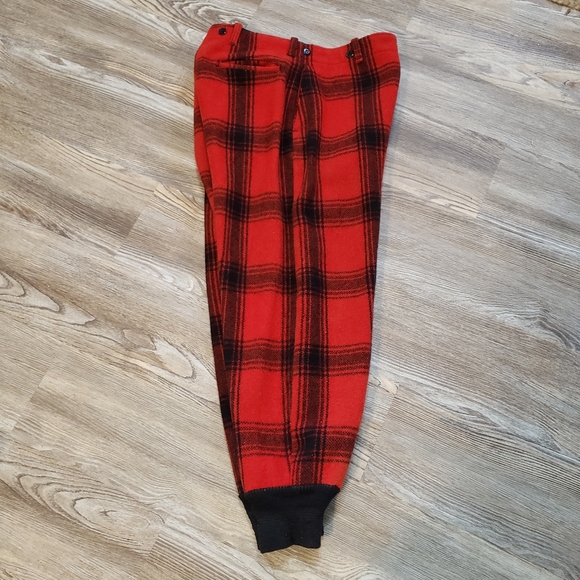 Vintage Wool Buffalo Plaid Hunting Pants Men 33x29 Red Lumberjack Outdoor Unisex - Picture 8 of 14